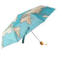 Regenschirm Weltkarte blau beige 56x38cm