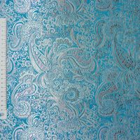 Lurex Jaquard Stoff Paisley Ornament türkis silberfarbig