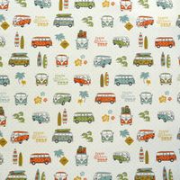 Baumwollstoff Stoff Dekostoff Lizenzstoff VW Summer tropical Retro
