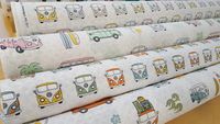 Baumwollstoff Stoff Dekostoff Lizenzstoff VW Summer tropical Retro