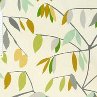 Dekostoff Coco Plum Lemonade Blätter grau grün gelb 137cm