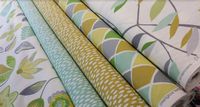 Dekostoff Coco Plum Lemonade Blätter grau grün gelb 137cm