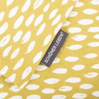 Schöner Leben Kissenhülle Bayside Honeydew ocker gelb weiß 50x50cm Detailansicht Label