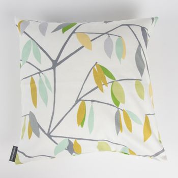 Kissenhülle Coco Plum Blätter grau grün gelb 50x50cm