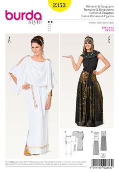 Burda Schnittmuster 2353 Damen Kostüm Römerin & Ägypterin