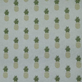 Gardinenstoff Dekostoff Ananas mint grün goldfarbig