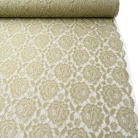 Elastische Spitze Blumen mit Wellen Abschluss beidseitig sand