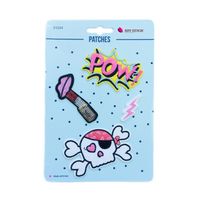 Applikationen Set 4 Stück Totenkopf POW!