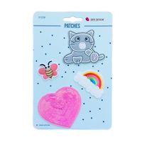 Applikationen Set 4 Stück Katze Herz Regenbogen