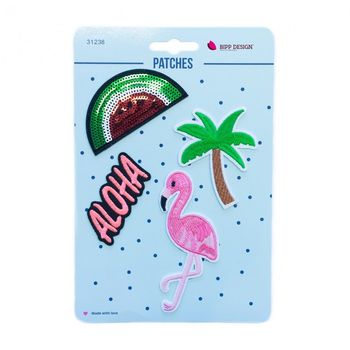 Applikationen Set 4 Stück Flamingo Palme Aloha Melone
