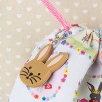 Rucksack Turn-Beutel Kids mit Kordeln Hase weiß rosa 36x40cm