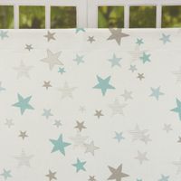 Fertiggardine Fertigschal Stars Sterne mit verdeckten Schlaufen weiß türkis grau 140x245cm