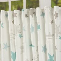 Fertiggardine Fertigschal Stars Sterne mit verdeckten Schlaufen weiß türkis grau 140x245cm