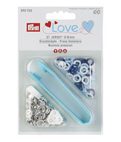 Prym Jersey Druckknöpfe Metall Ø8mm blau weiß 21 Stück