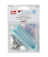 Prym Jersey Druckknöpfe Metall Ø8mm rosa beige blau 21 Stück
