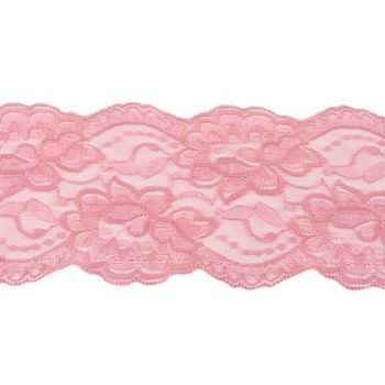 Spitze elastisch Blumen altrosa Meterware Breite: 9,5cm