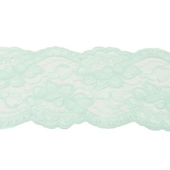 Spitze elastisch Blumen mint Meterware Breite: 9,5cm