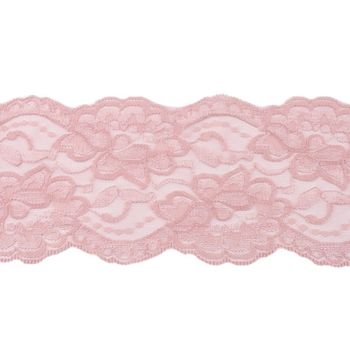 Spitze elastisch Blumen altlila Meterware Breite: 9,5cm