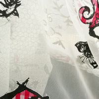 Gardinenstoff Ausbrenner Meterware Rebella rot schwarz weiß 3.0m Höhe