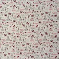 Dekostoff Baumwollstoff Weihnachten Hirsch Geschenk natur rot grau