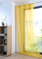 Fertiggardine Ösengardine einfarbig Voile Struktur gelb 135x260cm