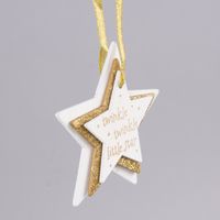 Weihnachten Deko Anhänger 3er Stern twinkle twinkle weiß goldfarbig 9x9cm