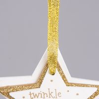 Weihnachten Deko Anhänger 3er Stern twinkle twinkle weiß goldfarbig 9x9cm