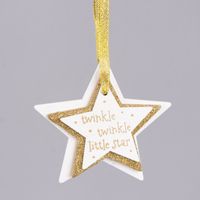 Weihnachten Deko Anhänger 3er Stern twinkle twinkle weiß goldfarbig 9x9cm