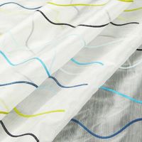 Rasch Organza Stickerei Stores Wellen weiß aqua grün