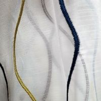 Rasch Organza Stickerei Stores Wellen weiß aqua grün