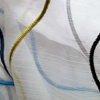 Rasch Organza Stickerei Stores Wellen weiß aqua grün