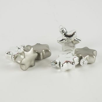 Weihnachtskugeln Christbaumkugeln Sternanhänger 6Stk silberfarbig Ø6cm