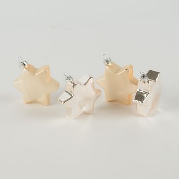 Weihnachtskugeln Christbaumkugeln Sternanhänger 4Stk gold-silberfarbig Ø8cm