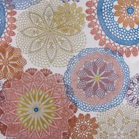 Polsterstoff Dekostoff Doily Mandala Blumen blau terra