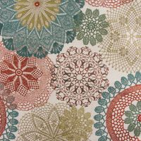 Möbelstoff Dekostoff Doily Mandala Blumen petrol terra