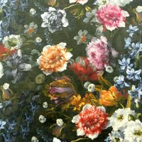 Samtstoff Dekostoff Italian Velvet Samt Blumen bunt 1.45m