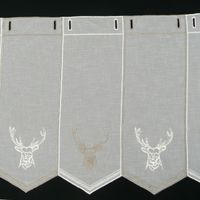 49400-Gardine-Bistrogardine-Panneaux-Stickerei-Hi_2.jpg Scheibengardine nähfrei Stickerei Hirsch wollweiß taupe 45cm