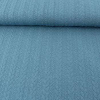 Bekleidungsstoff Cably Zopfmuster einfarbig petrol meliert 1.4m Breite