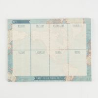 Wochenplaner Weltkarte Vintage blau beige 19x25.5x0.8cm