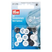 49524-Prym-Hemdenknoepfe-Set-11-9mm-schwarz-weiss-p.jpg Prym Hemdenknöpfe Set 11+9mm schwarz weiß perlmutt 20 Stück