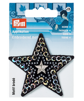 Prym Applikation Stern Pailletten schwarz silberfarbig 6.5x6.5cm