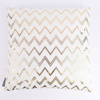 Dekostoff Metallikdruck Chevron Zacken weiß gold metallic 1.40m