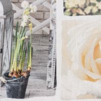 Dekostoff Digitaldruck Patchwork Blumen Gräser weiß grün braun 1.40m