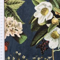 Samtstoff Dekostoff Italian Velvet Affe Vogel blau