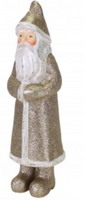 Weihnachten Weihnachtsmann Santa Claus Dekofigur goldfarbig Glitzer 42x12cm