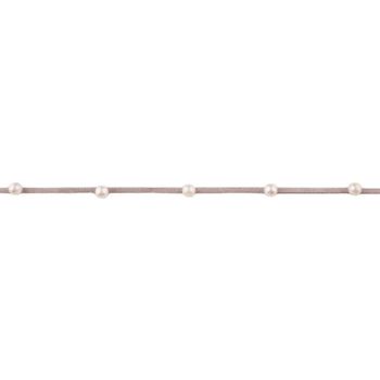 Wildlederimitatband mit Perlen Perlenband grau Band Breite: 2mm Perle Breite: 6mm