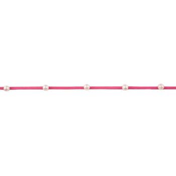 Wildlederimitatband mit Perlen Perlenband pink Band Breite: 2mm Perle Breite: 6mm