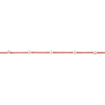 Wildlederimitatband mit Perlen Perlenband rosa Band Breite: 2mm Perle Breite: 6mm