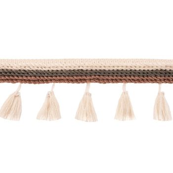 Quasten Borte Trio beige grün braun Breite: 25mm