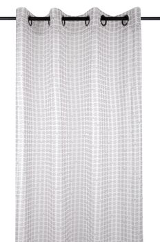Fertiggardine Ösengardine JOIE grafisch weiß grau rosa 140x260cm